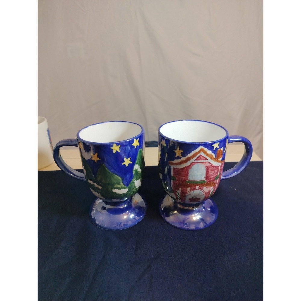 2‎ Matching Hand painted Mugs From Cardinal Ink